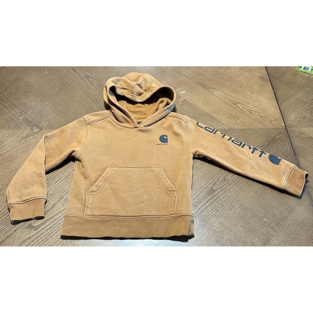 Carhartt Hoodie Sweatshirt Boys Toddler Size 4 Outdoor Brown Toddler Youth